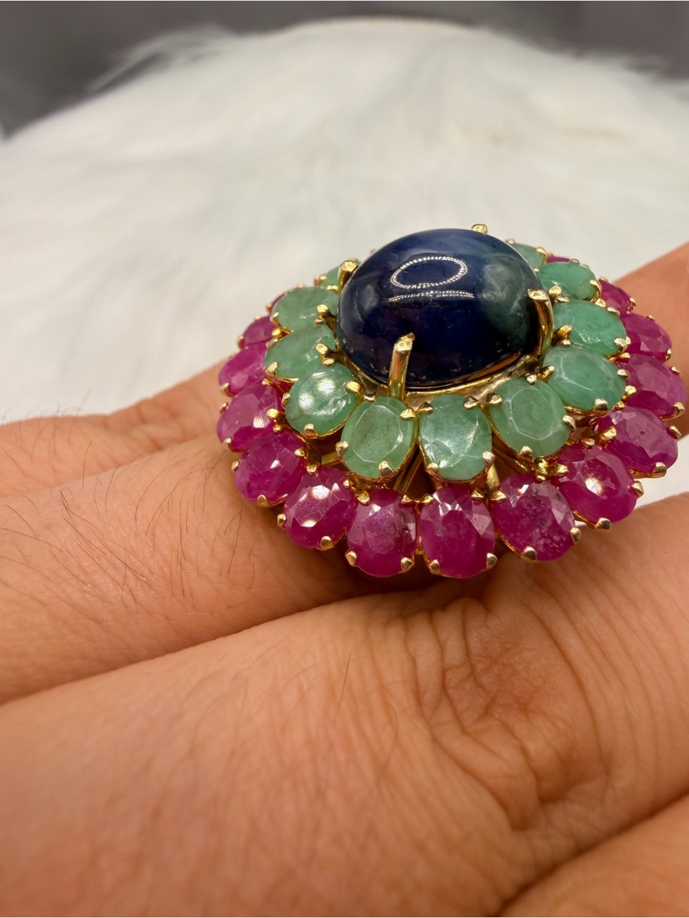 925 Sterling Silver Sapphire Emerald & Ruby Ring Size 6. - Picture 2 of 13